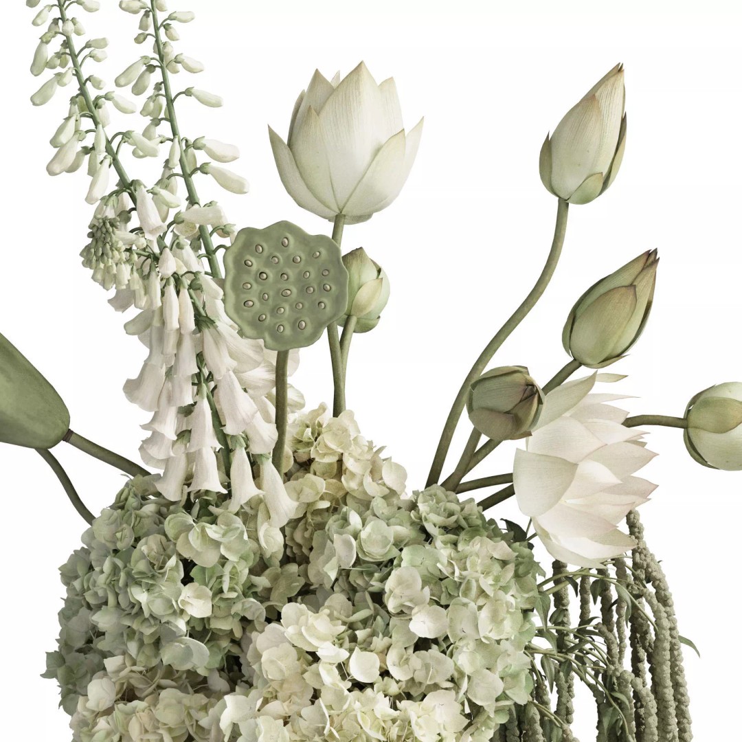 Flower In Vase 3D Model – High Poly Decorative Asset, FBX, OBJ - View 5
