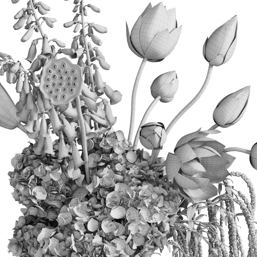 Flower In Vase 3D Model – High Poly Decorative Asset, FBX, OBJ - View 7