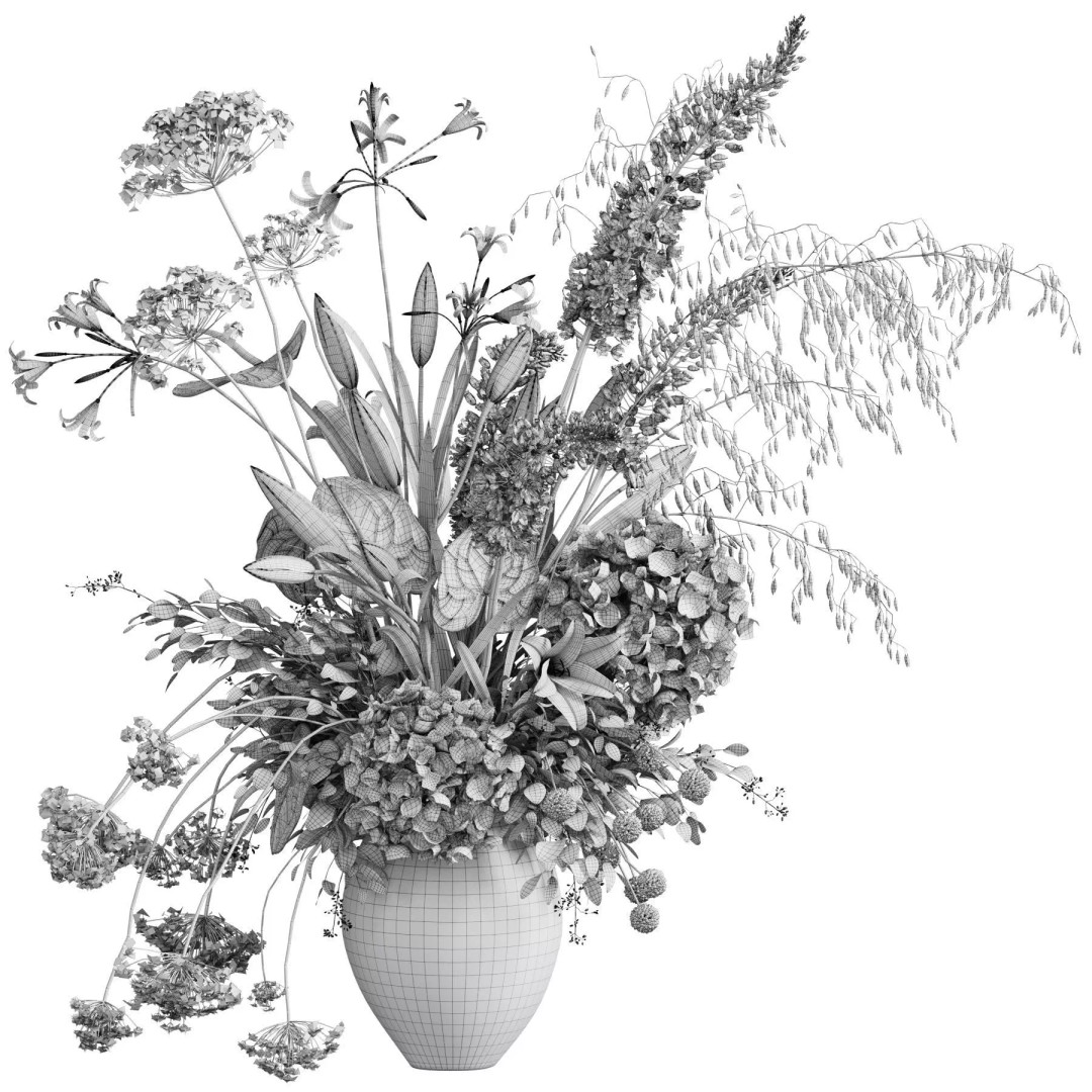 Flower In Vase 3D Model – High Poly Decorative Plant, FBX & OBJ Formats