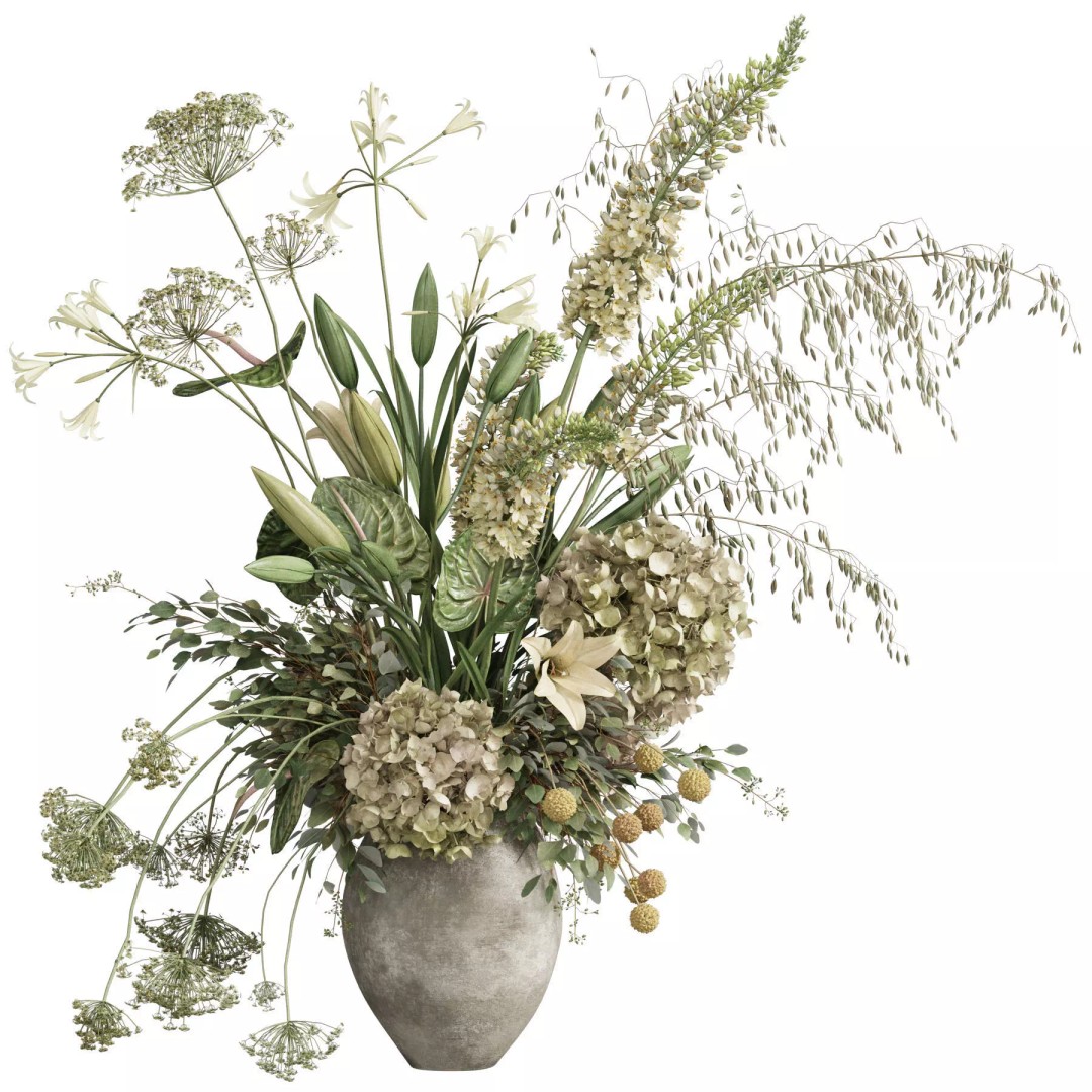 Flower In Vase 3D Model – High Poly Decorative Plant, FBX & OBJ Formats - View 2