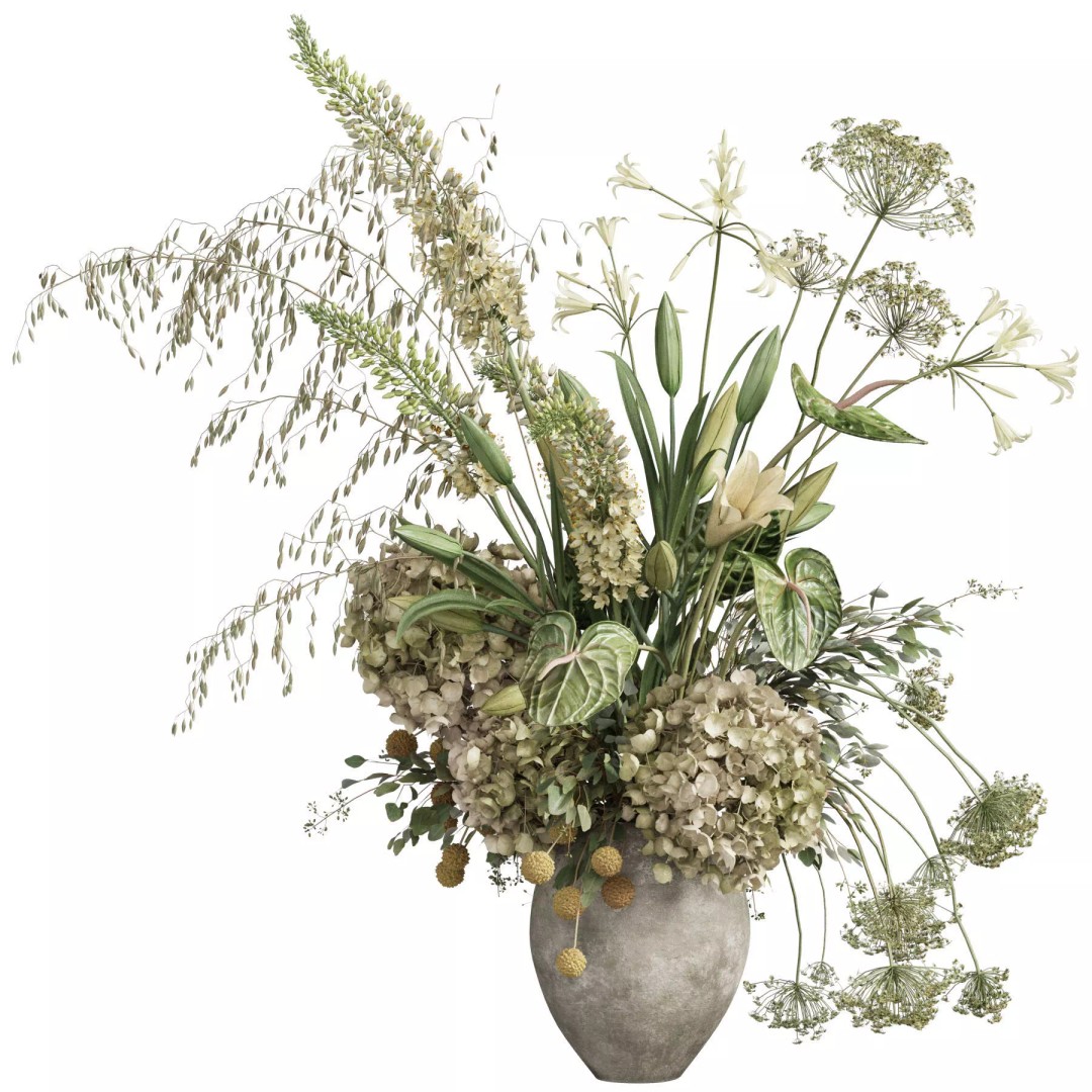 Flower In Vase 3D Model – High Poly Decorative Plant, FBX & OBJ Formats - View 3