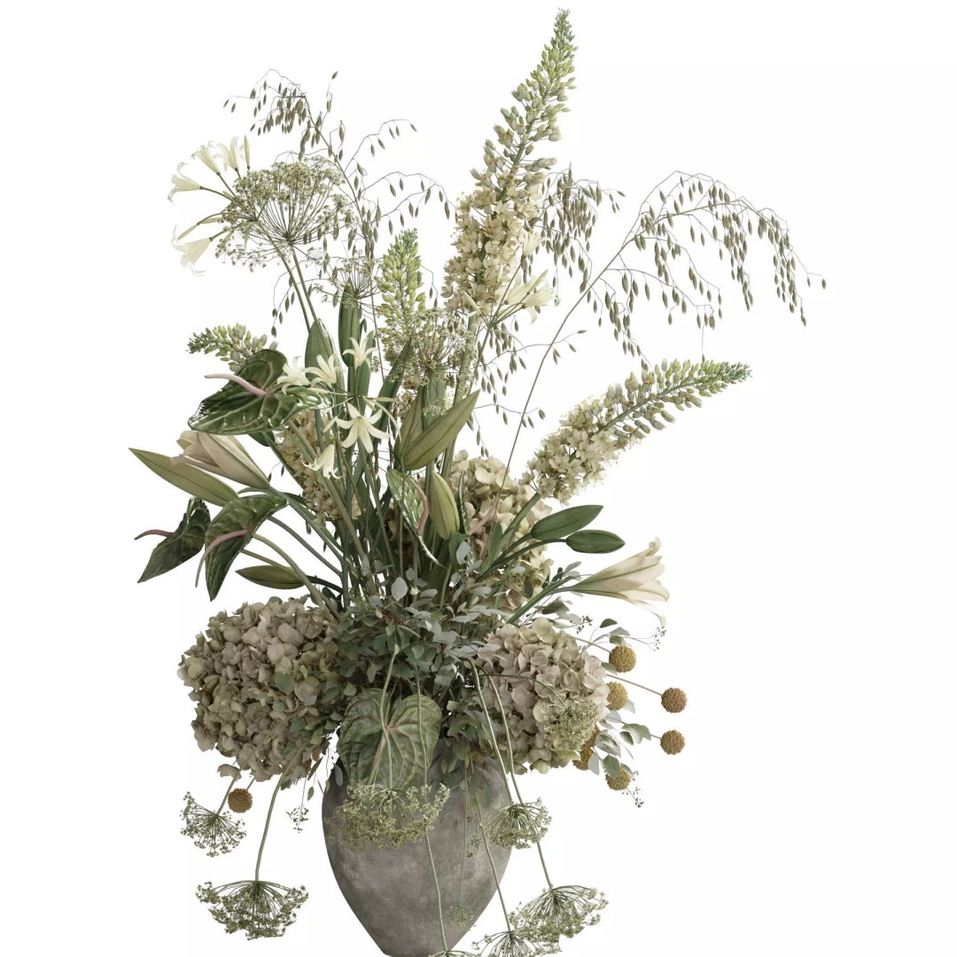 Flower In Vase 3D Model – High Poly Decorative Plant, FBX & OBJ Formats - View 4