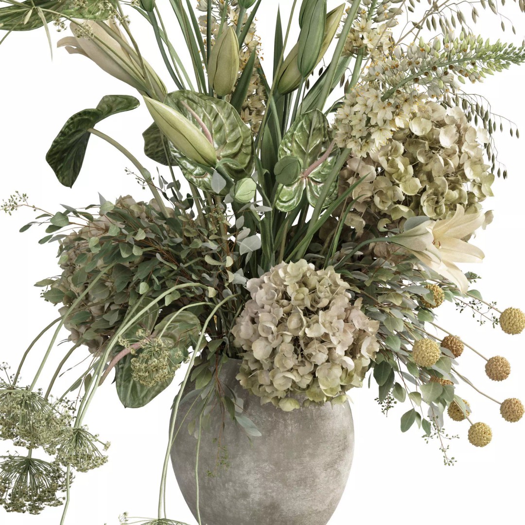 Flower In Vase 3D Model – High Poly Decorative Plant, FBX & OBJ Formats - View 5