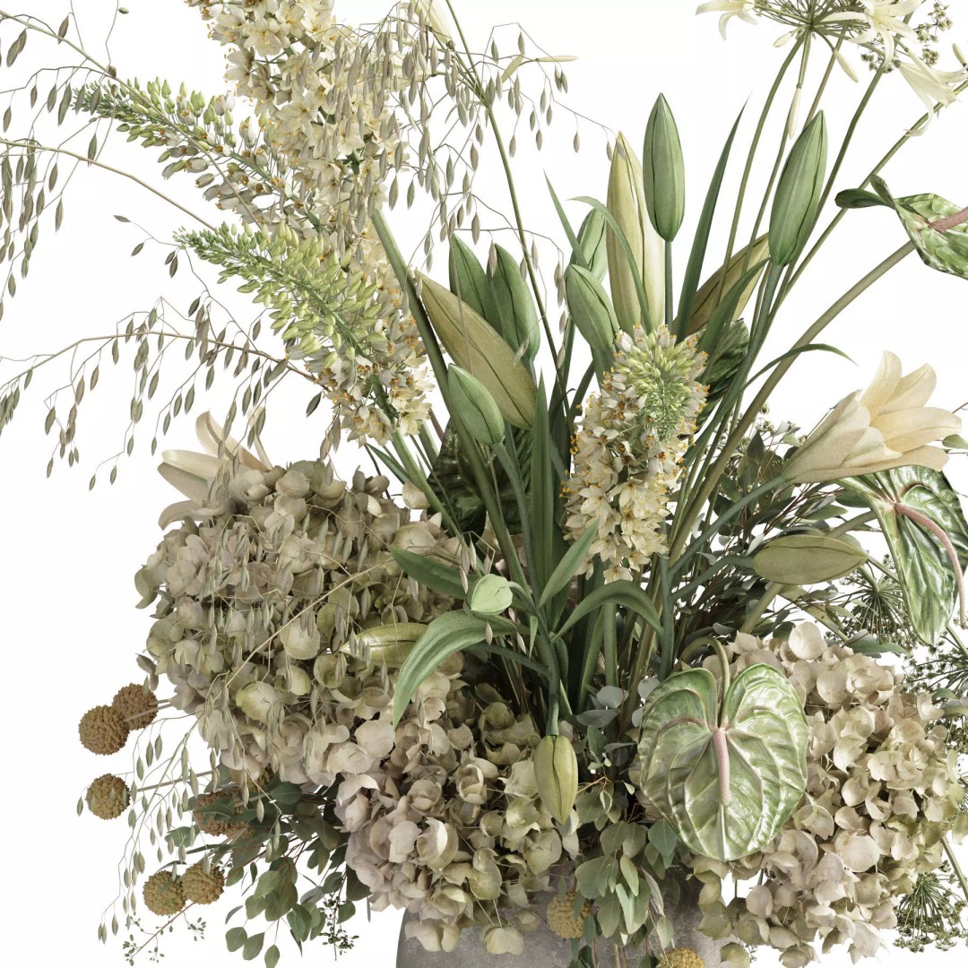 Flower In Vase 3D Model – High Poly Decorative Plant, FBX & OBJ Formats - View 6
