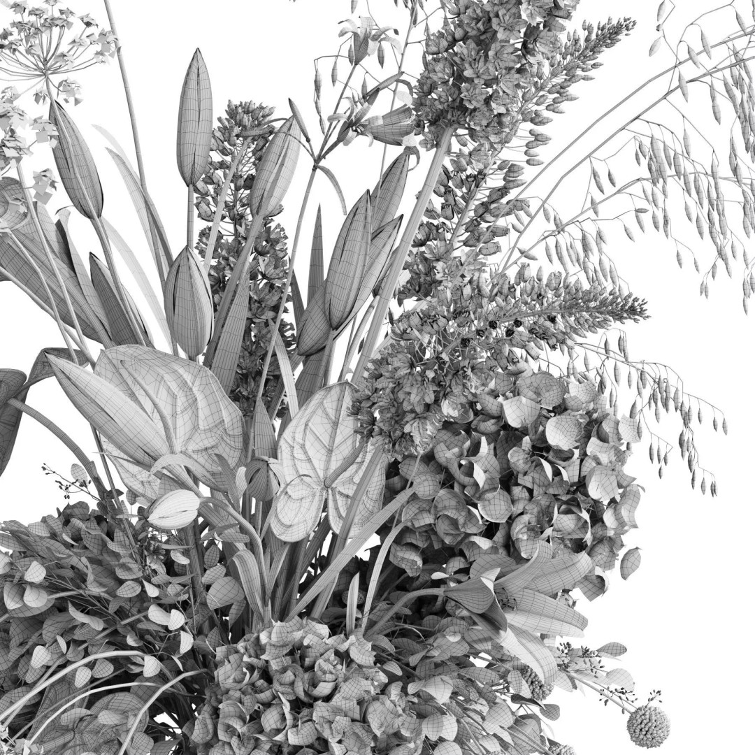 Flower In Vase 3D Model – High Poly Decorative Plant, FBX & OBJ Formats - View 7