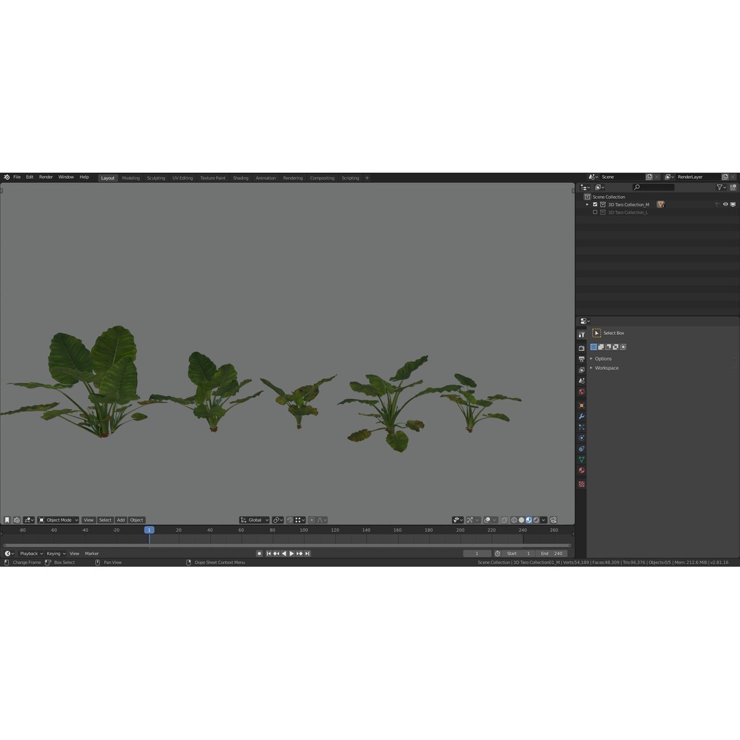 Alocasia 3D Model – Low Poly Plant Collection, Blender, FBX, OBJ - View 8