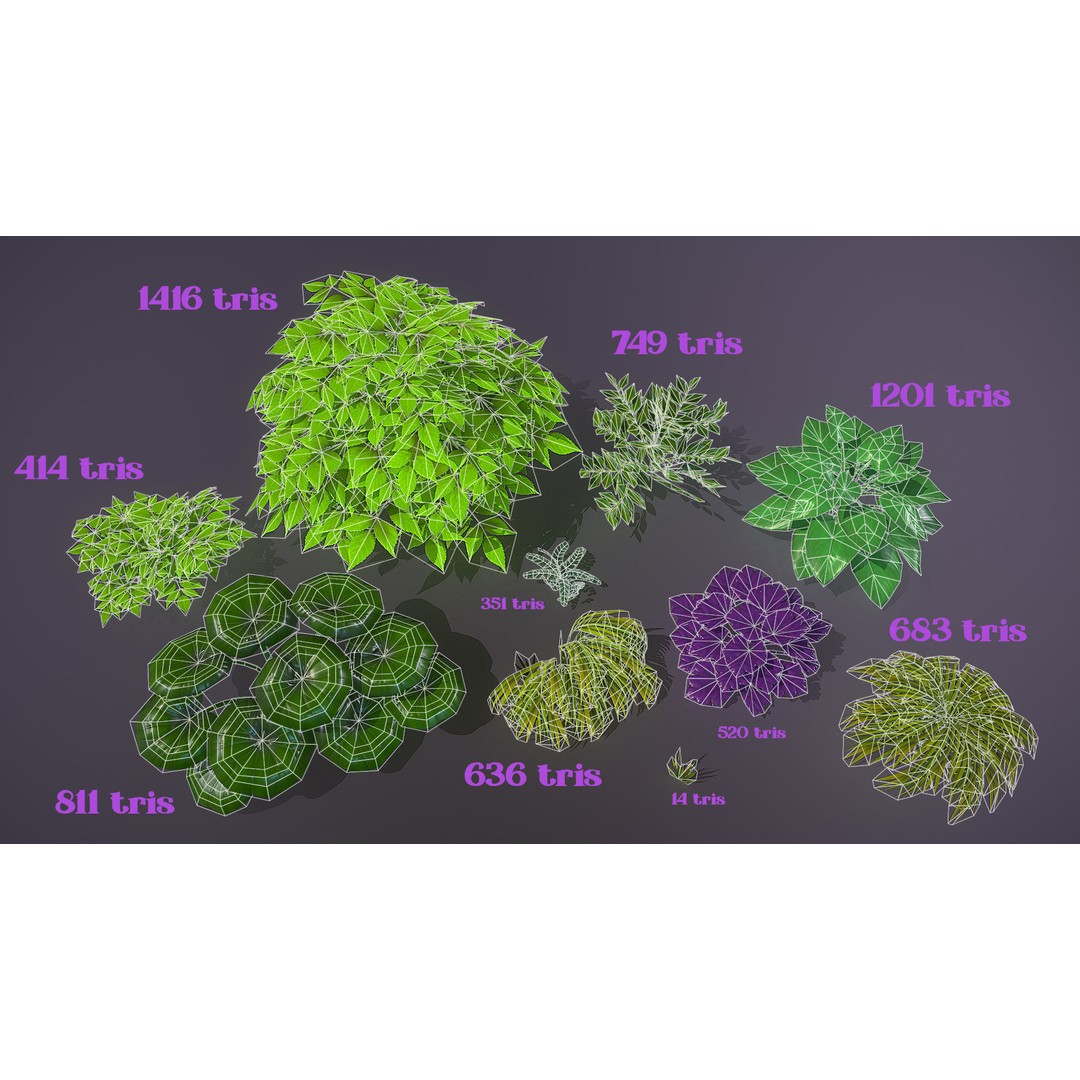 Garden Foliage 3D Model – Low Poly Game Ready Plants, FBX - View 15