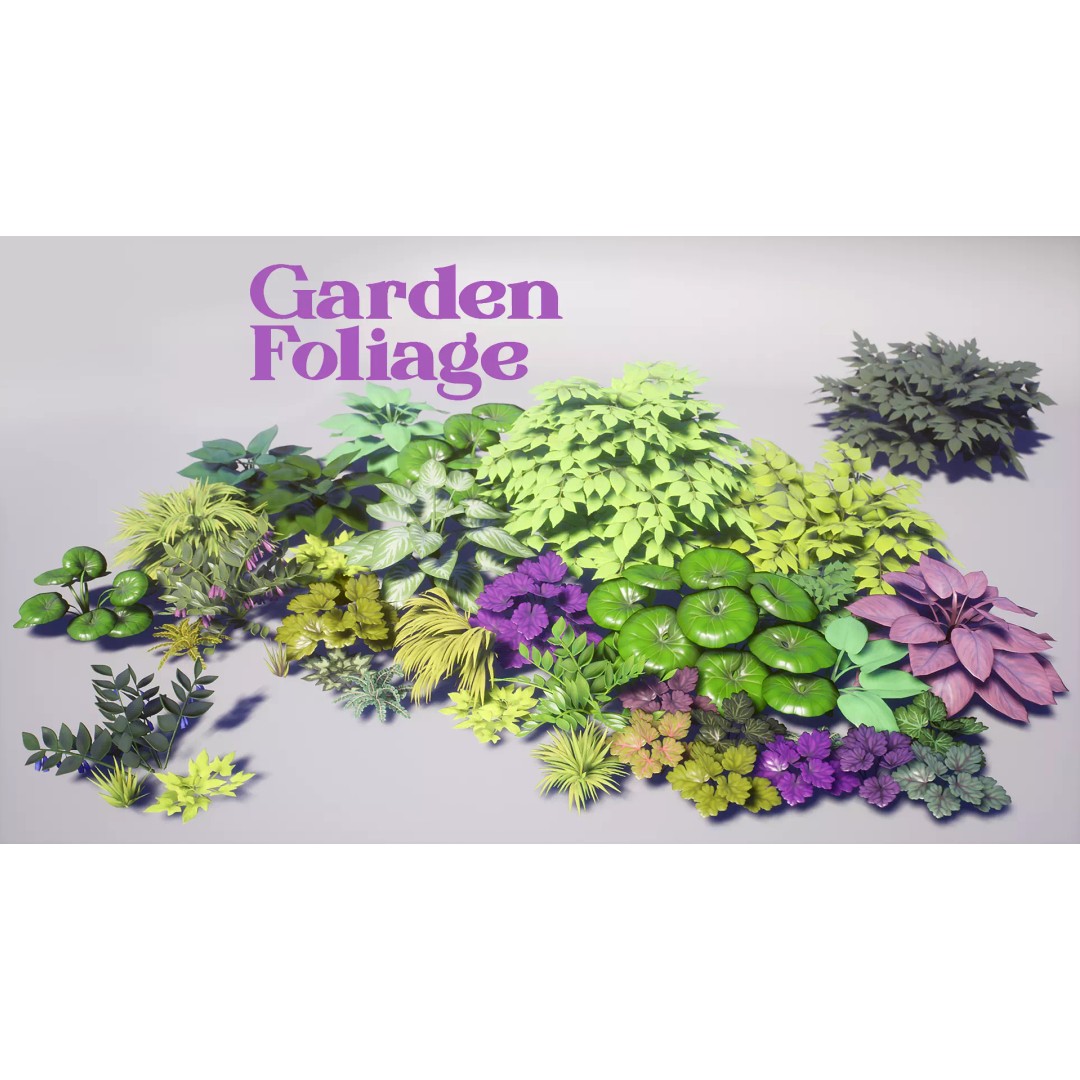 Garden Foliage 3D Model – Low Poly Game Ready Plants, FBX - View 2