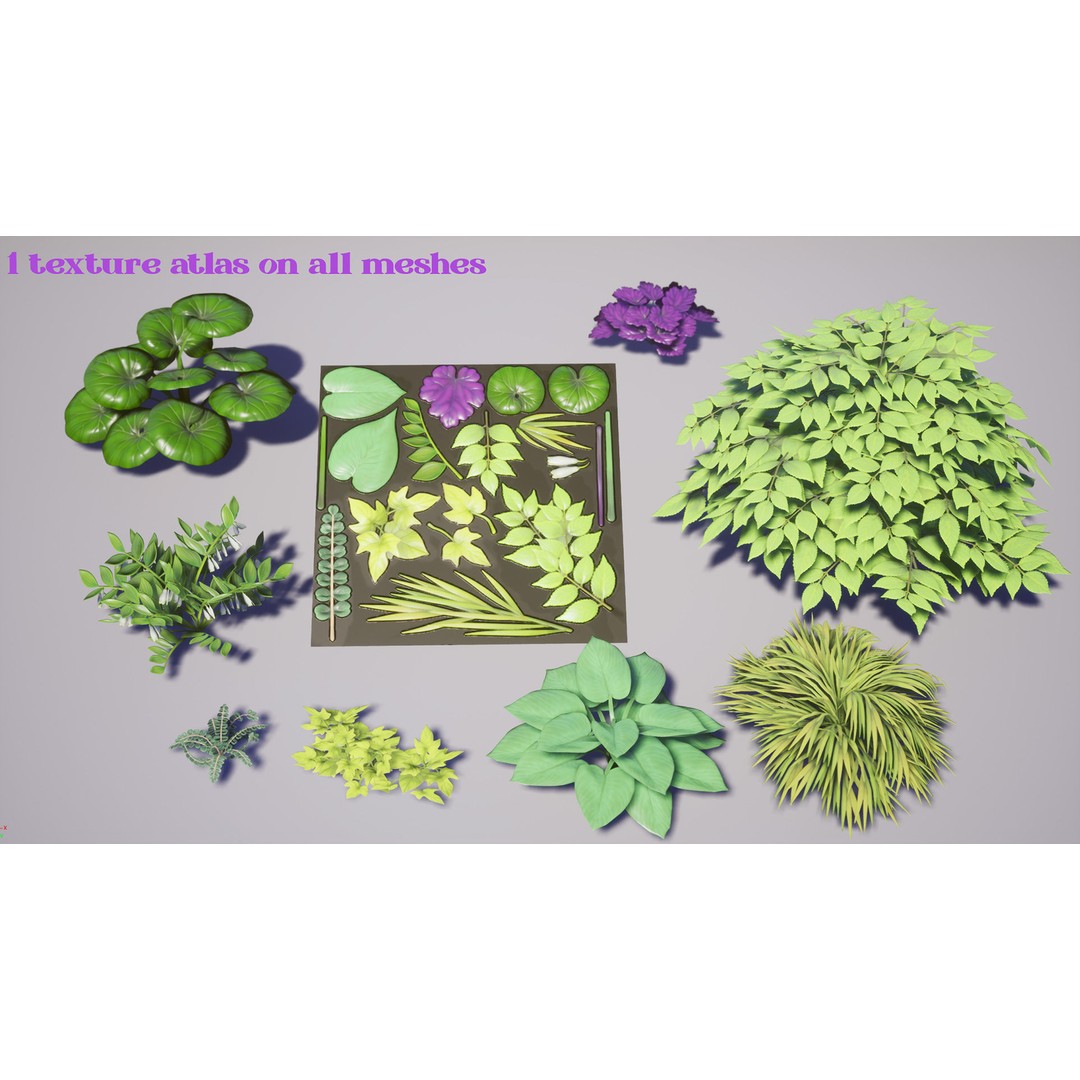 Garden Foliage 3D Model – Low Poly Game Ready Plants, FBX - View 25