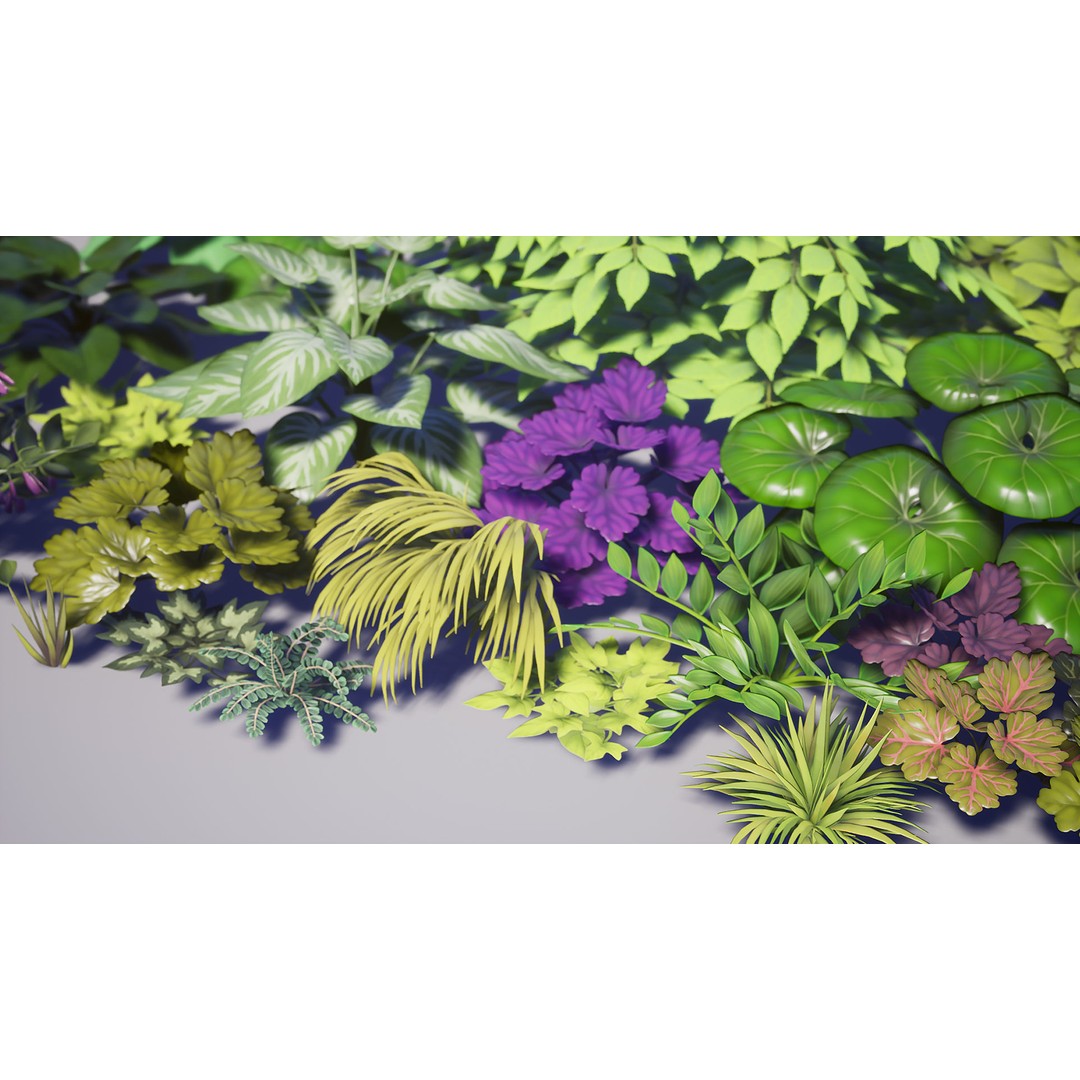 Garden Foliage 3D Model – Low Poly Game Ready Plants, FBX - View 3