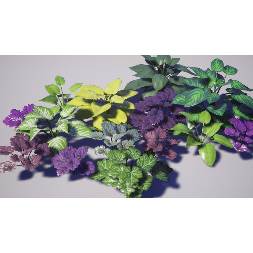 Garden Foliage 3D Model – Low Poly Game Ready Plants, FBX - View 4