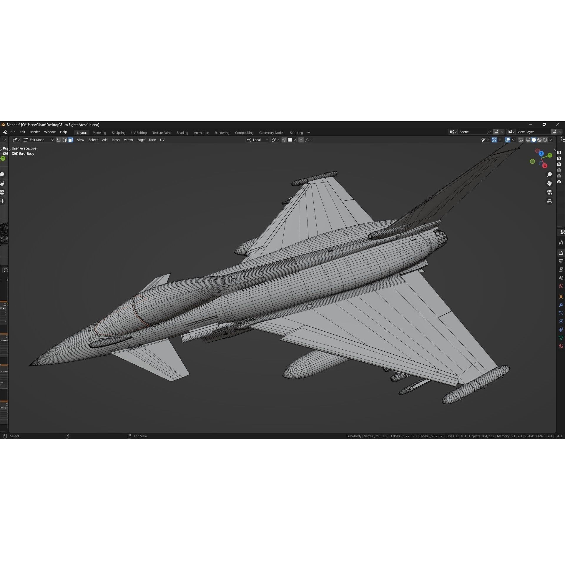 Qatar EuroFighter Typhoon - Low-Poly Game-Ready 3D Model - View 23
