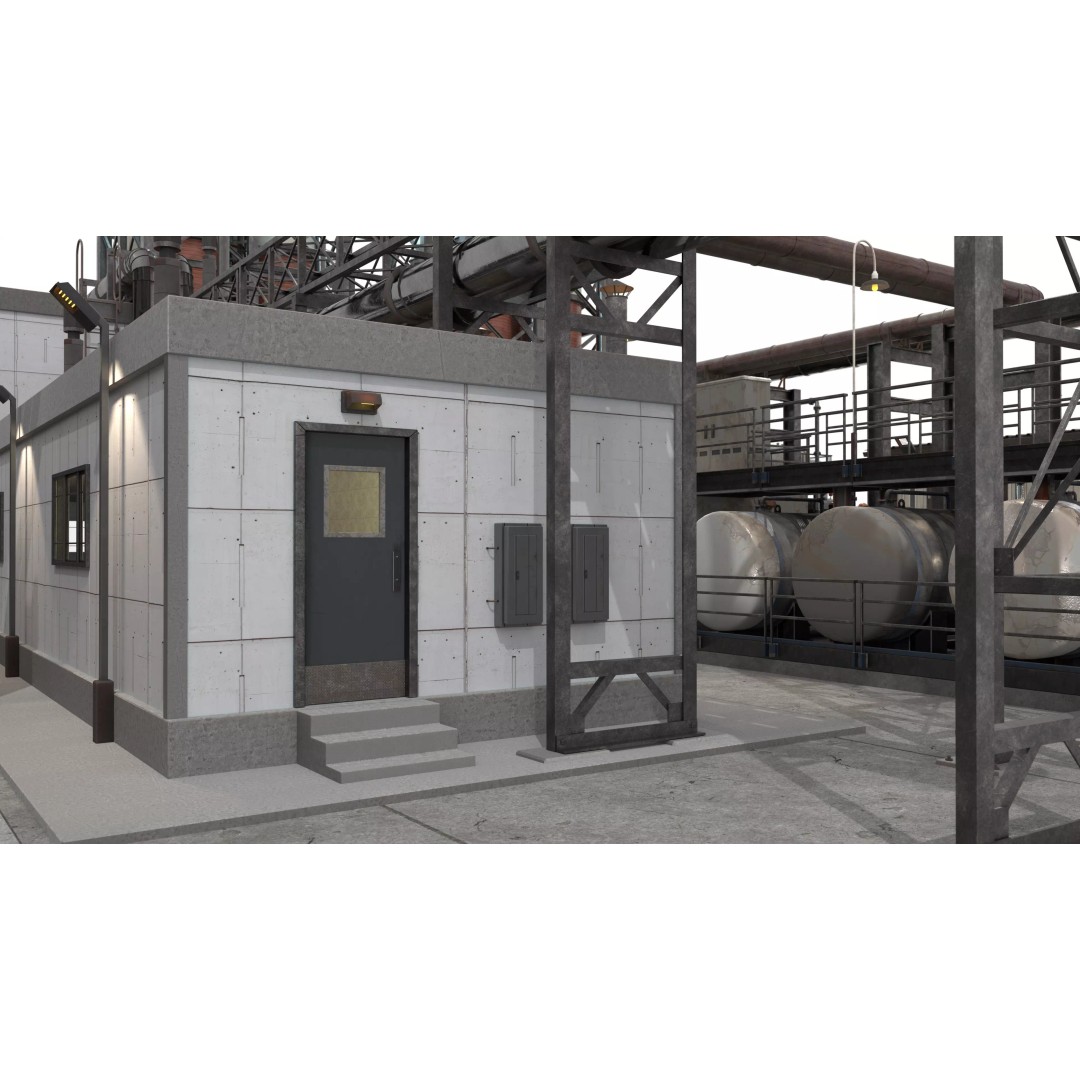 3D Industrial Plant Facility 3D Model – Detailed Quad Geometry, FBX - View 12