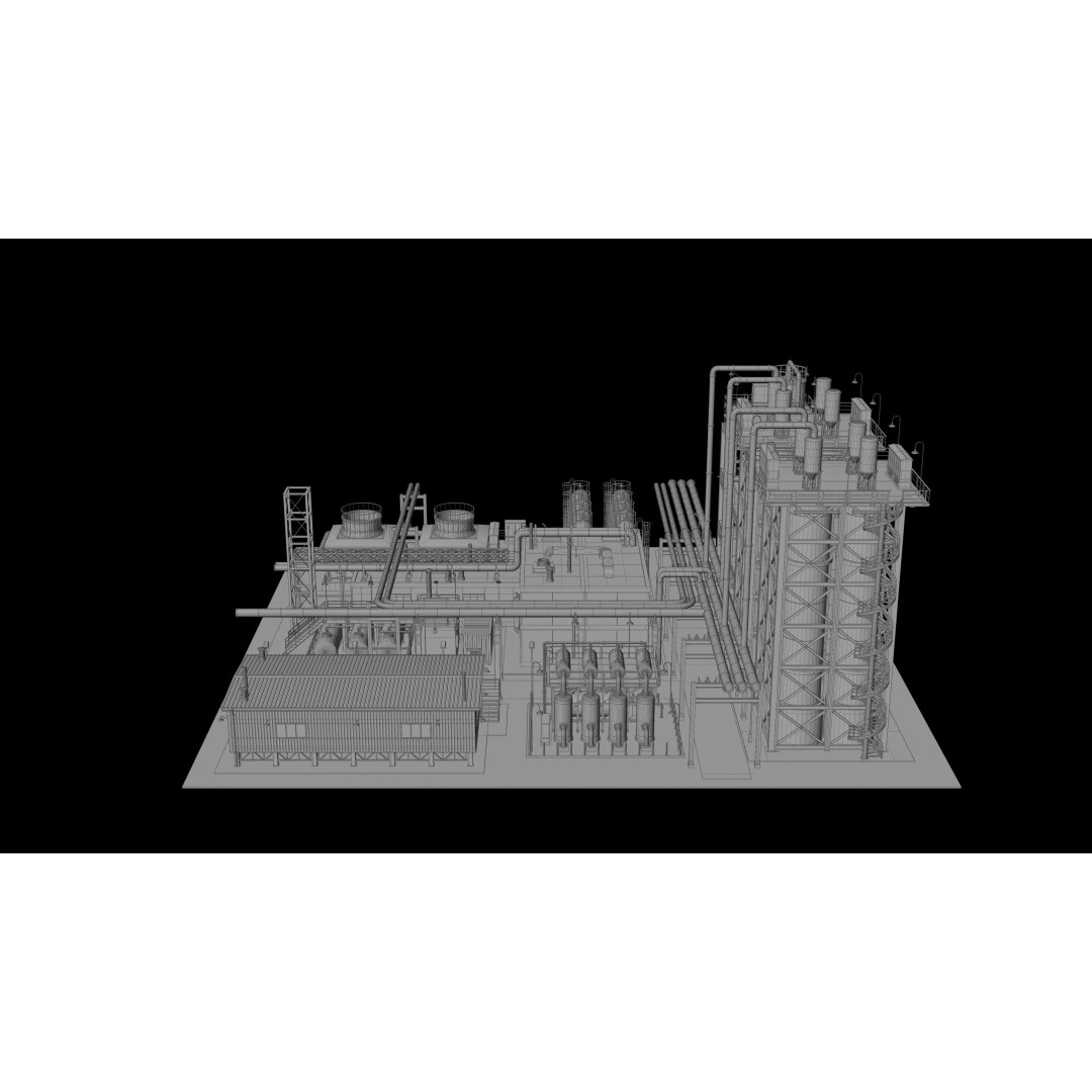 3D Industrial Plant Facility 3D Model – Detailed Quad Geometry, FBX - View 15