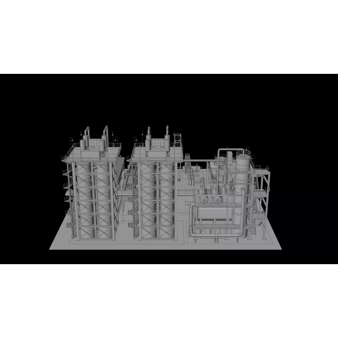 3D Industrial Plant Facility 3D Model – Detailed Quad Geometry, FBX - View 17