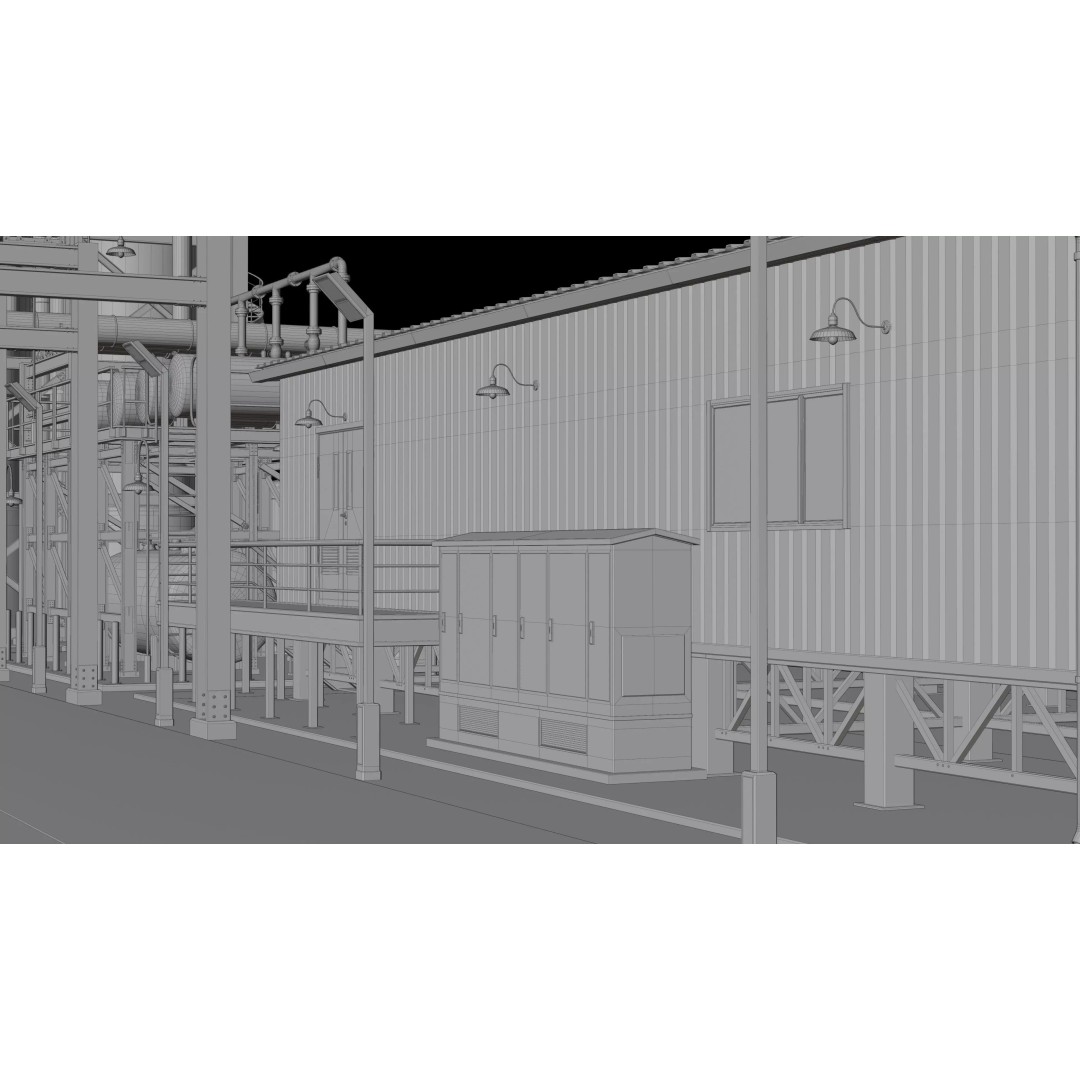 3D Industrial Plant Facility 3D Model – Detailed Quad Geometry, FBX - View 18