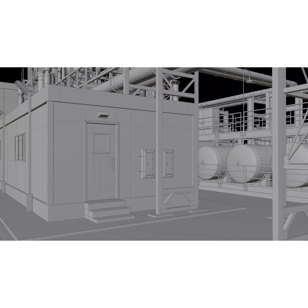 3D Industrial Plant Facility 3D Model – Detailed Quad Geometry, FBX - View 20