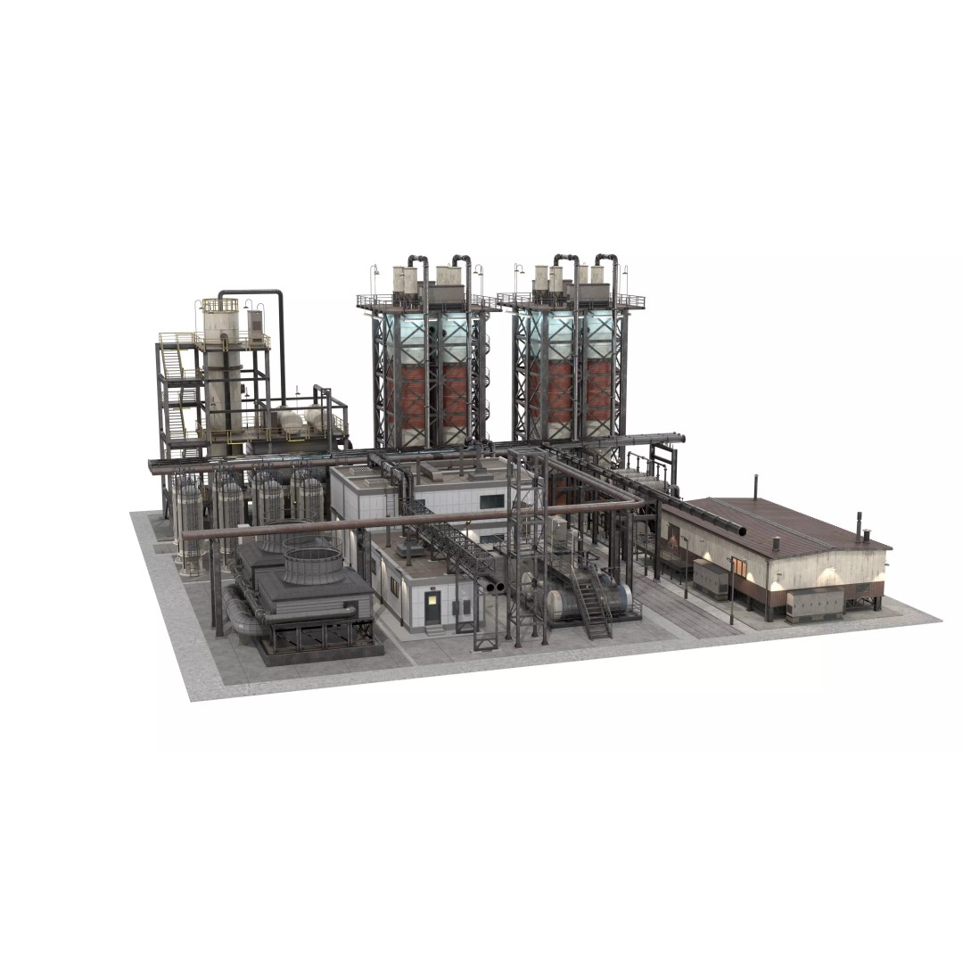 3D Industrial Plant Facility 3D Model – Detailed Quad Geometry, FBX - View 4