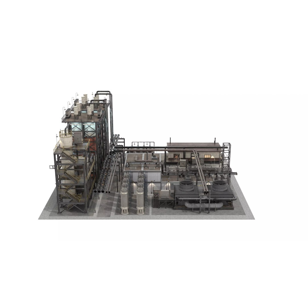 3D Industrial Plant Facility 3D Model – Detailed Quad Geometry, FBX - View 5
