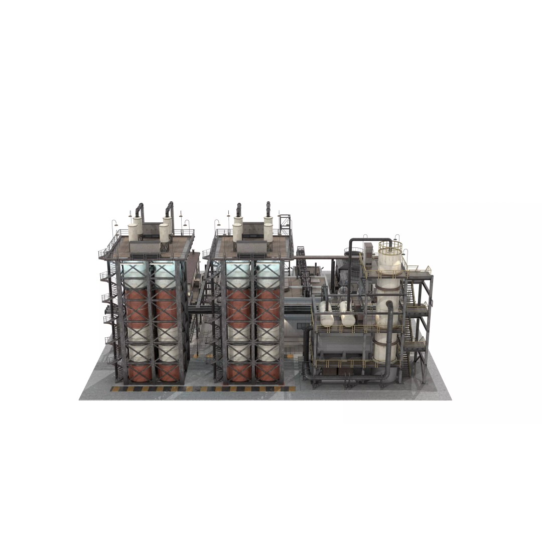 3D Industrial Plant Facility 3D Model – Detailed Quad Geometry, FBX - View 7