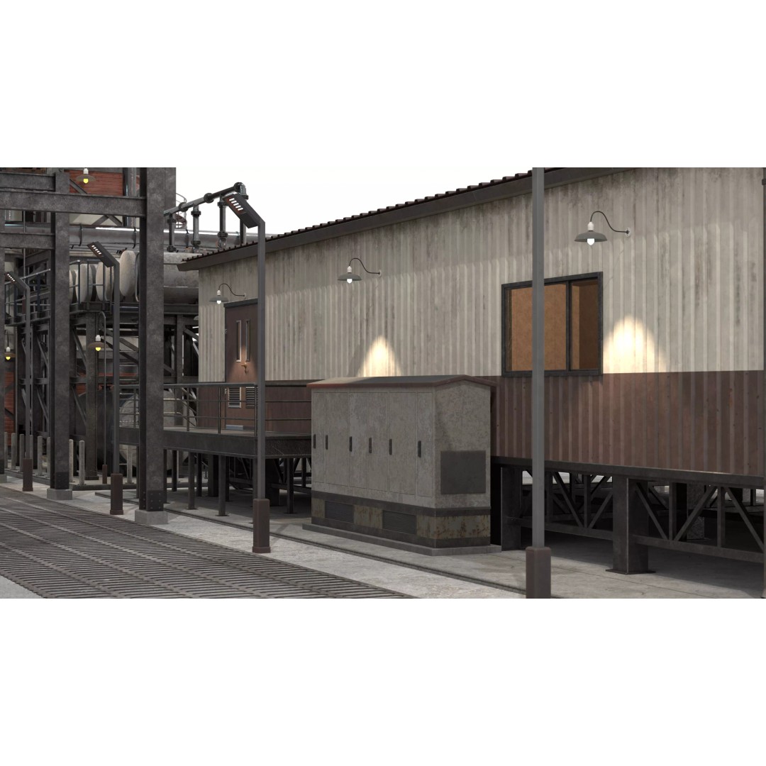 3D Industrial Plant Facility 3D Model – Detailed Quad Geometry, FBX - View 9