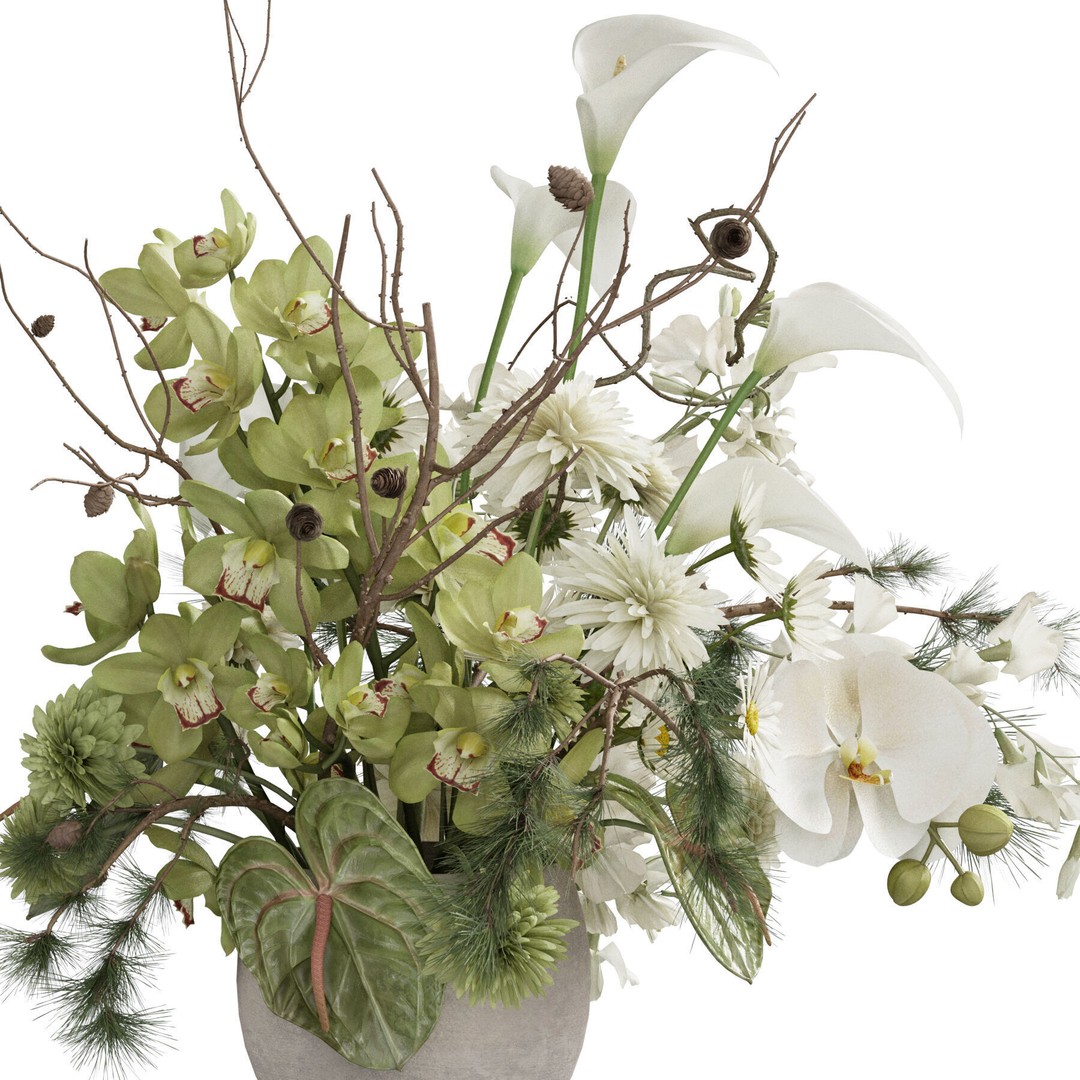 Flower In Vase 3D Model – High Poly Indoor Decor, FBX, OBJ - View 5