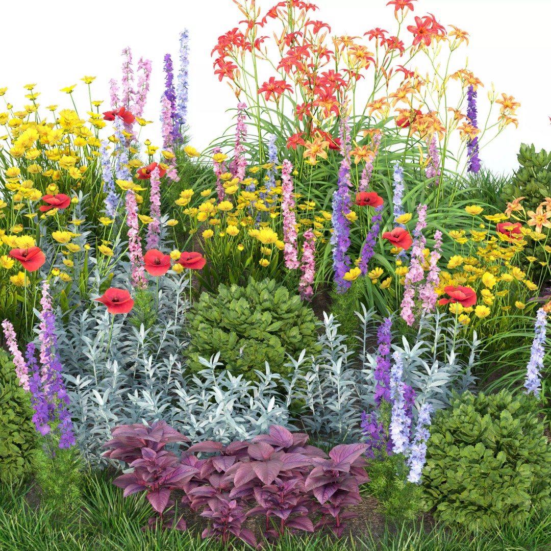 Round Flower Bed 3D Model – PBR Garden Asset, FBX, OBJ