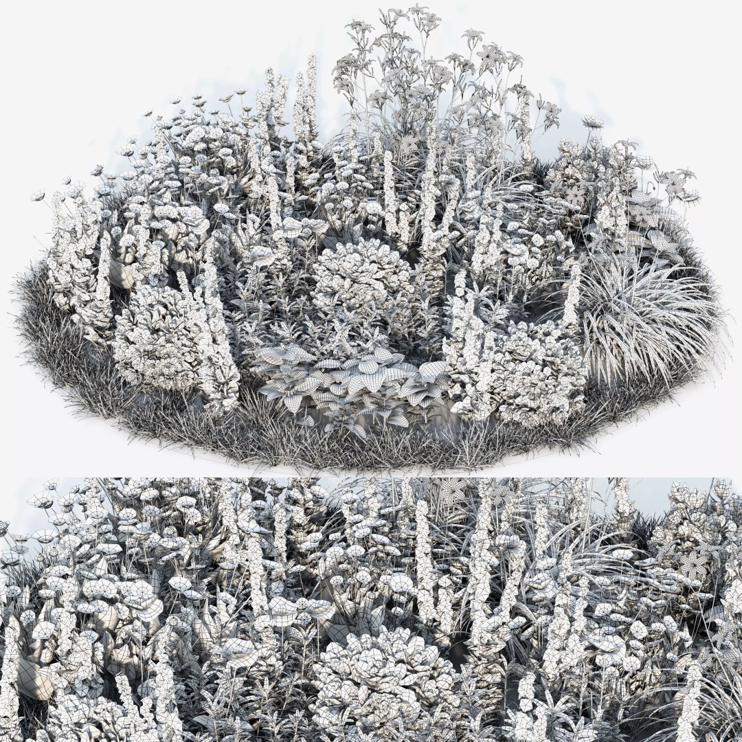 Round Flower Bed 3D Model – PBR Garden Asset, FBX, OBJ - View 6