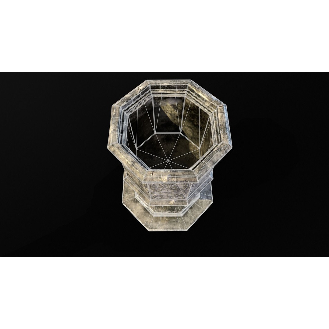 Medieval Gothic Octagon Pedestal 3D Model – Low Poly PBR Asset, FBX/OBJ - View 18