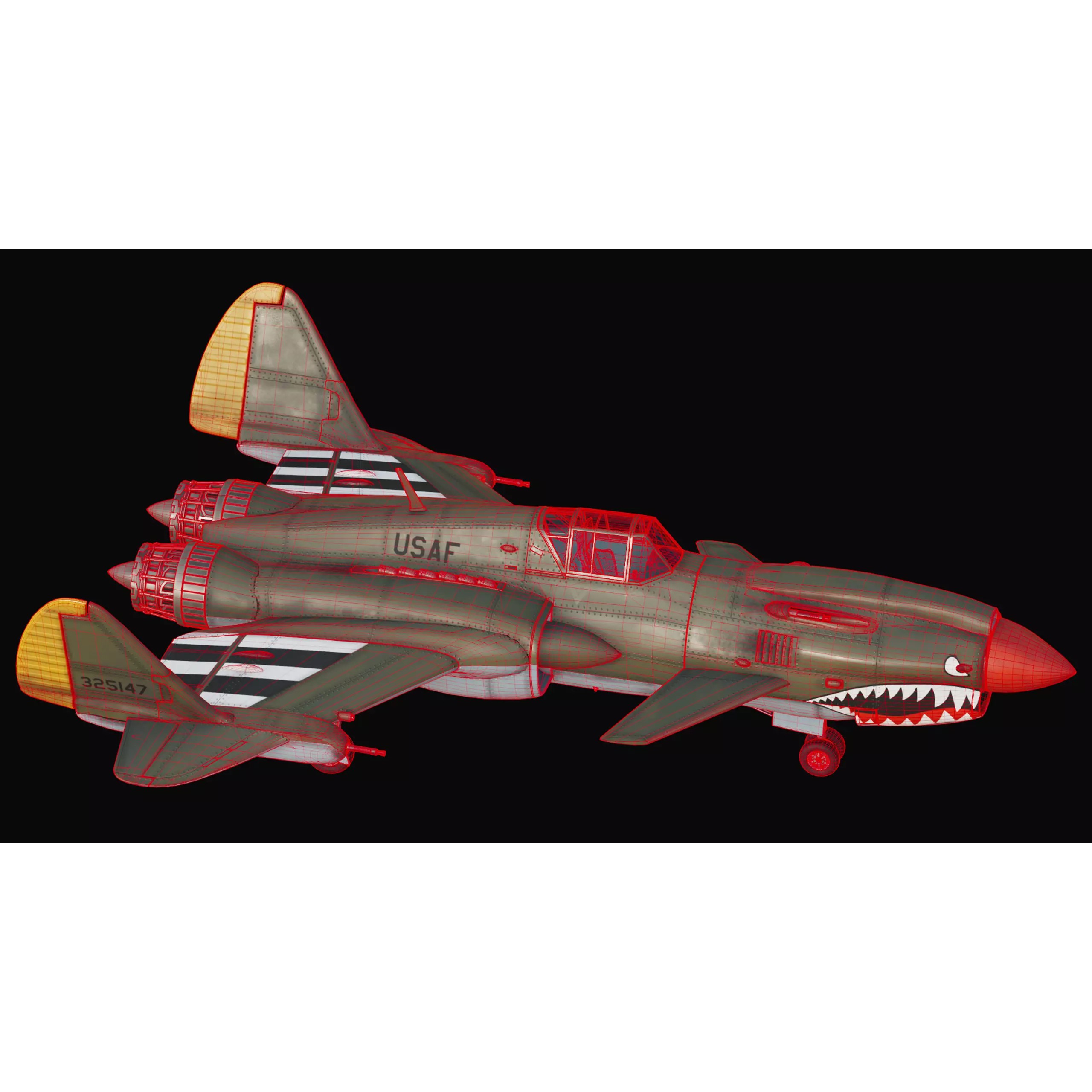 Viper P-40J Jet Fighter - Game-Ready 3D Model - View 11