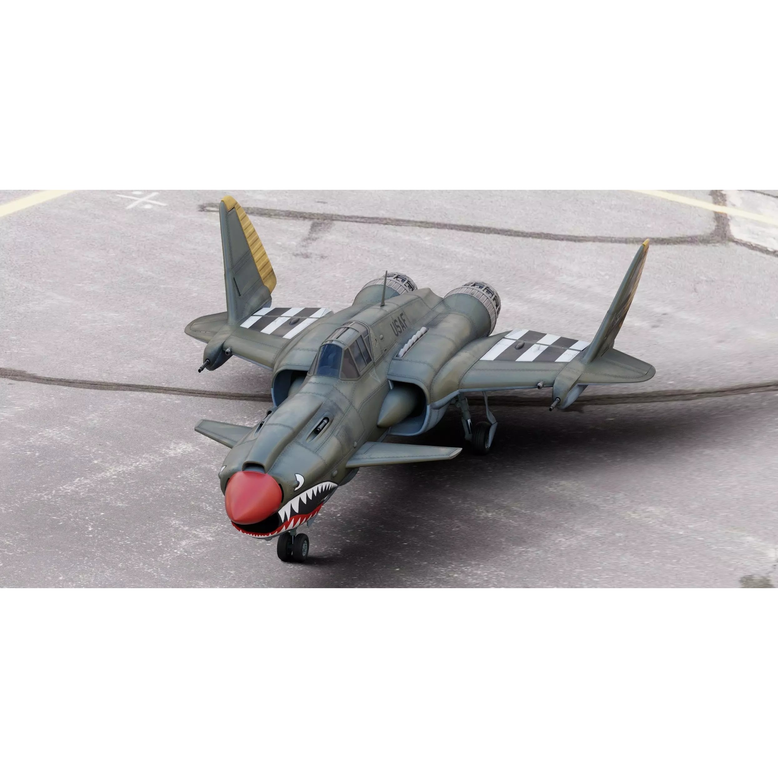 Viper P-40J Jet Fighter - Game-Ready 3D Model - View 3
