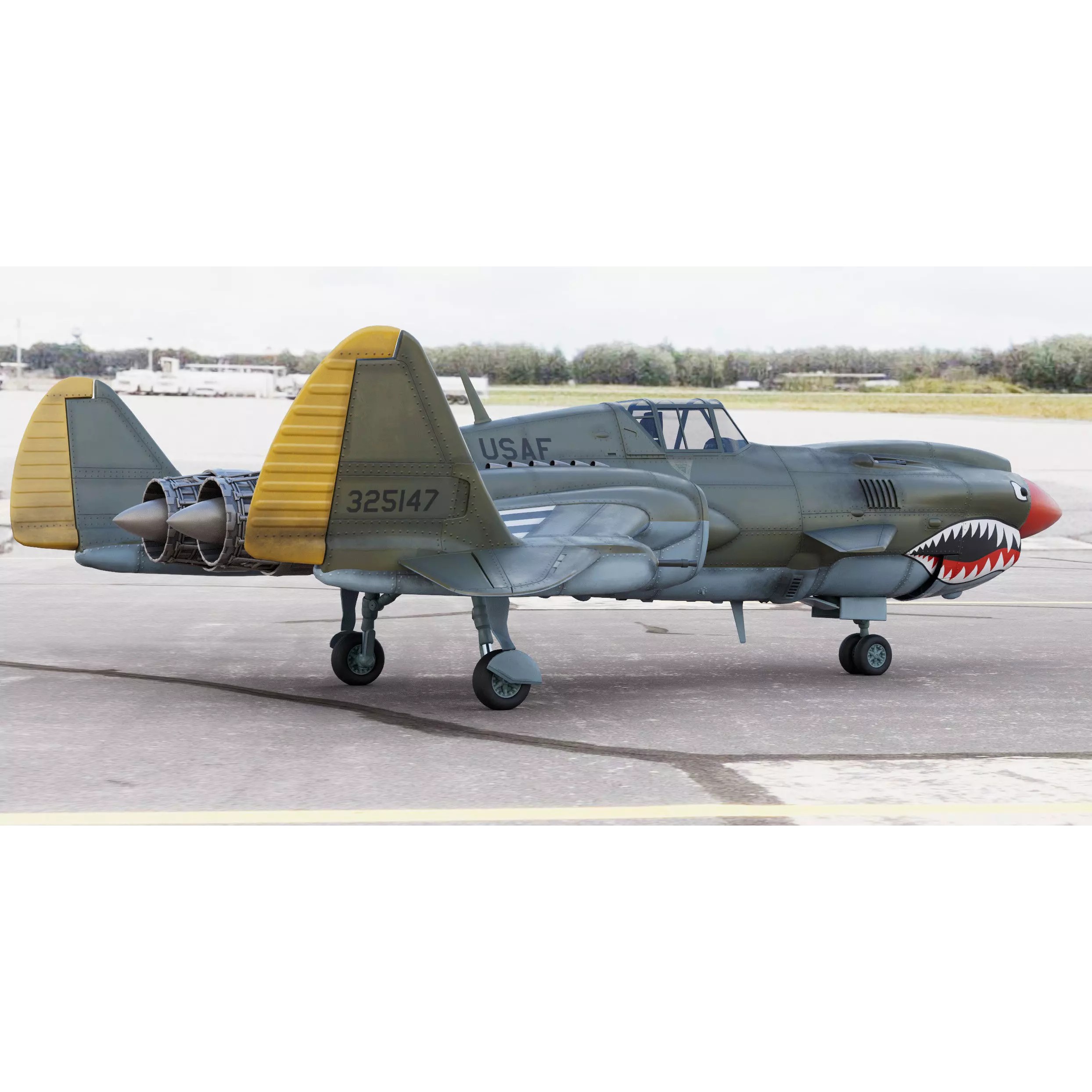 Viper P-40J Jet Fighter - Game-Ready 3D Model - View 4