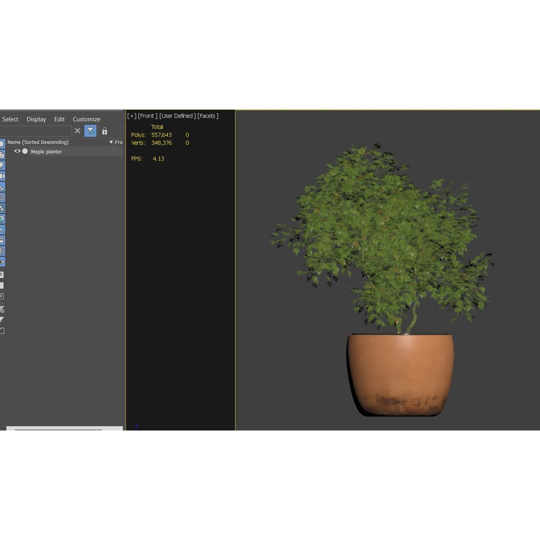 Maple Planter 3D Model – High Poly Pot Plant with Textures