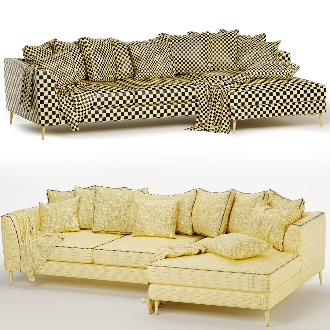 Living Room Furniture Set 3D Model – Modern Design, PBR Textures - View 11