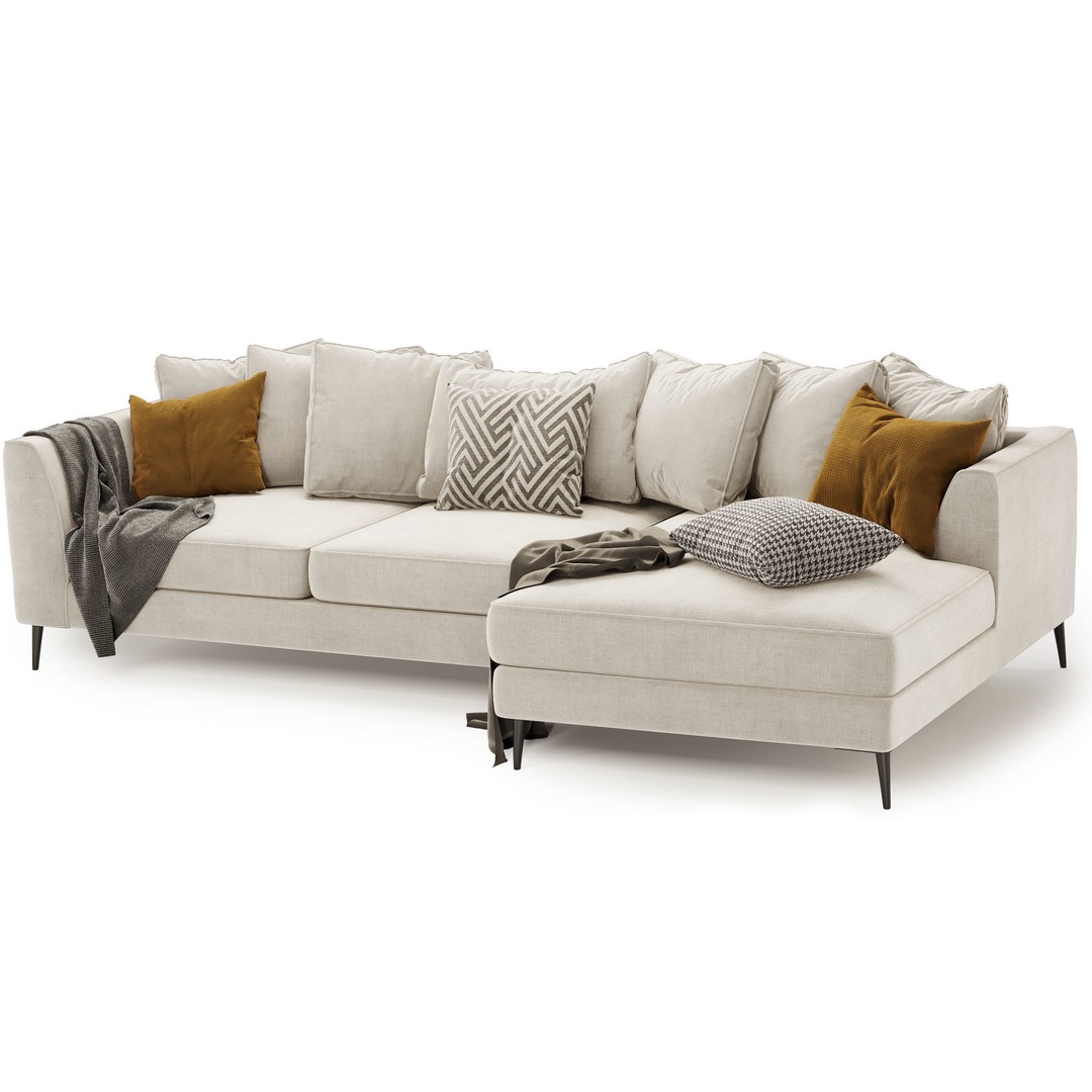 Living Room Furniture Set 3D Model – Modern Design, PBR Textures - View 4