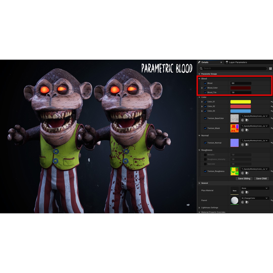 Spooky Monkeytronic 3D Model – Rigged Low-Poly Horror Character, FBX - View 11