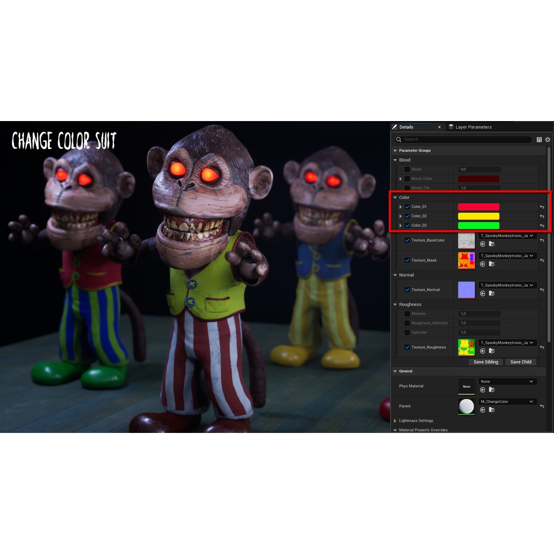 Spooky Monkeytronic 3D Model – Rigged Low-Poly Horror Character, FBX - View 5