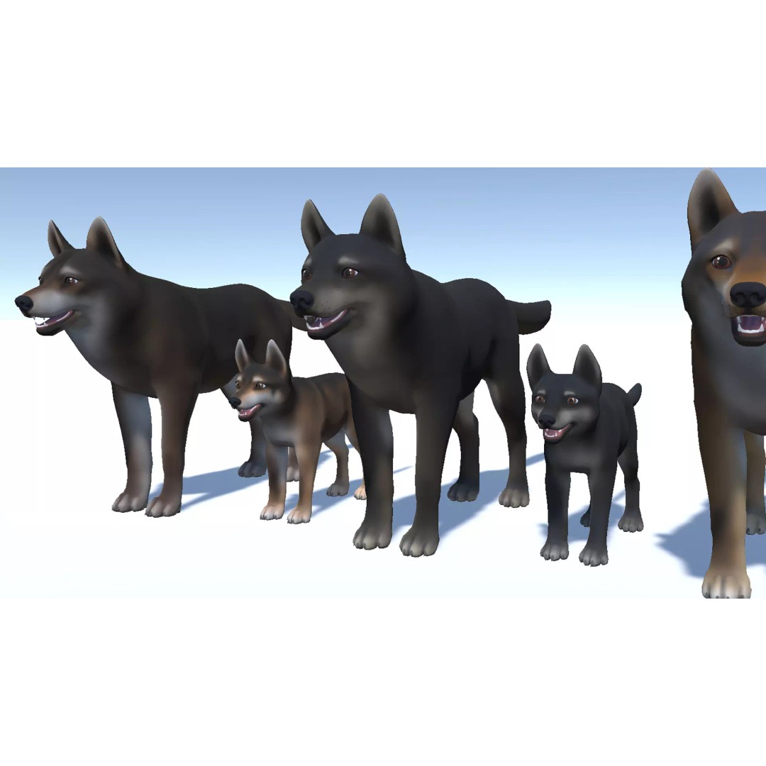 Wolf 3D Model – Cartoon Low Poly Rigged Character with Animations - View 11