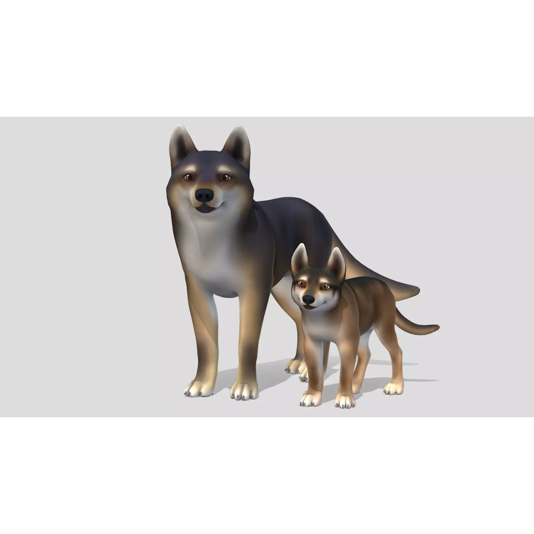 Wolf 3D Model – Cartoon Low Poly Rigged Character with Animations - View 2