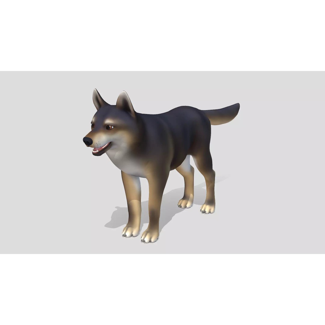 Wolf 3D Model – Cartoon Low Poly Rigged Character with Animations - View 3
