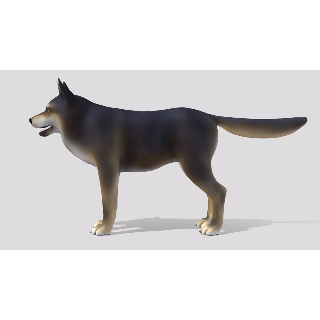 Wolf 3D Model – Cartoon Low Poly Rigged Character with Animations - View 5