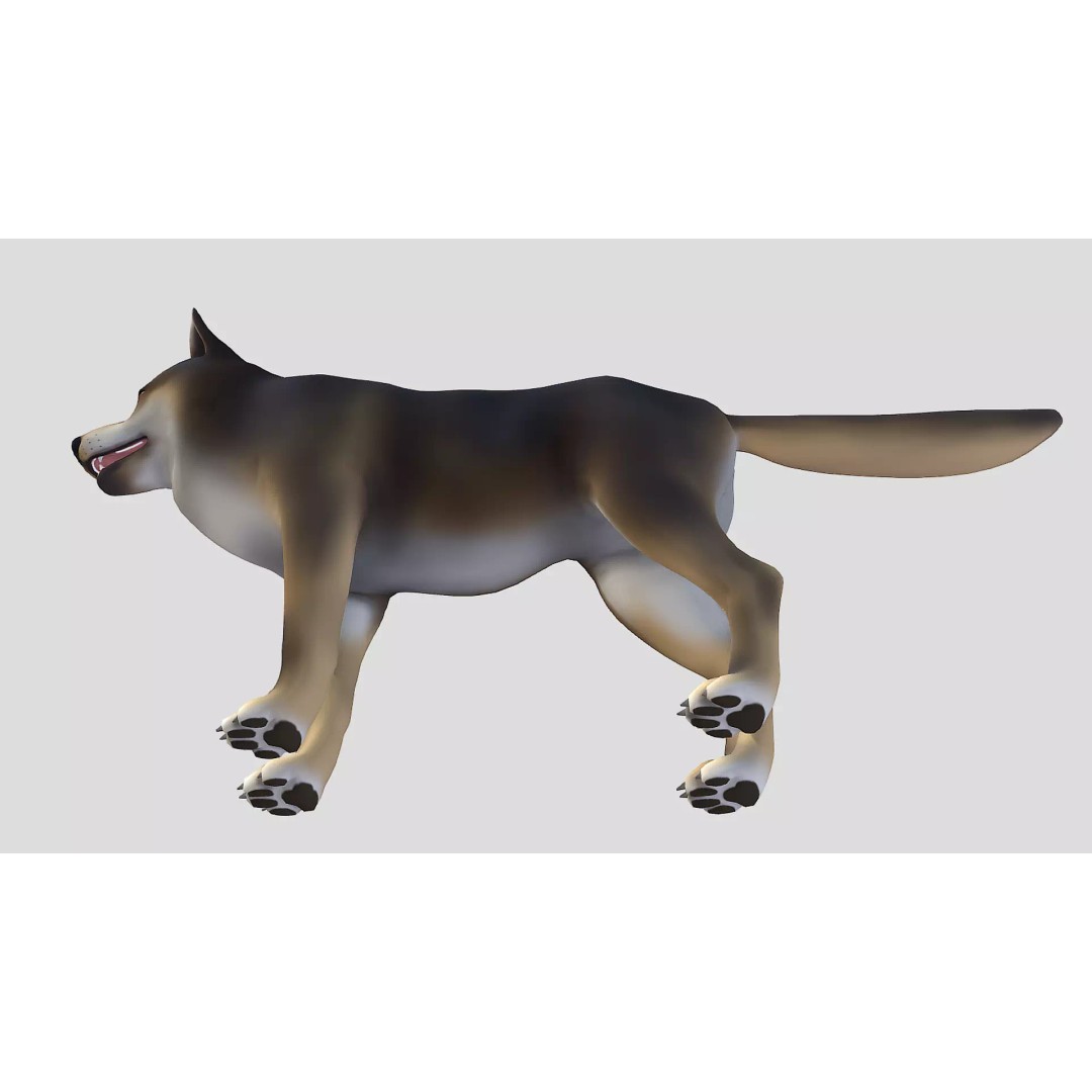Wolf 3D Model – Cartoon Low Poly Rigged Character with Animations - View 7