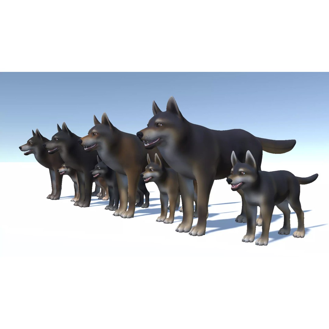 Wolf 3D Model – Cartoon Low Poly Rigged Character with Animations - View 9
