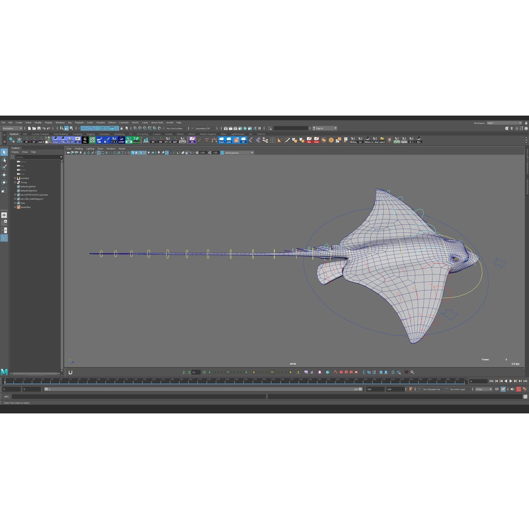 Spotted Eagle Ray 3D Model – Low Poly Rigged Fish with Animations - View 12