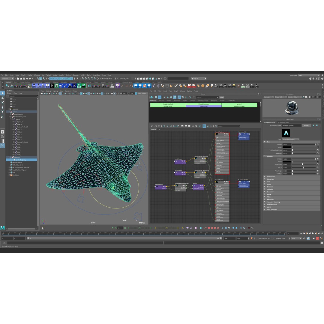 Spotted Eagle Ray 3D Model – Low Poly Rigged Fish with Animations - View 26