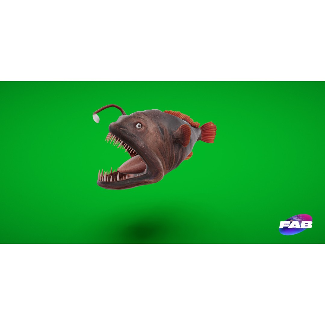 Angler Fish 3D Model – Low Poly Game Asset, FBX, PBR Textures - View 3
