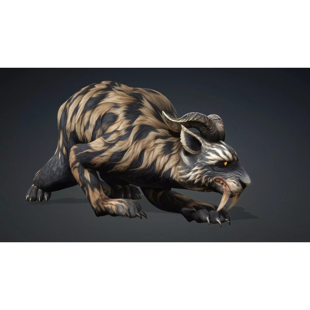 Smilodon 3D Model – Low Poly Animated Creature, FBX, Game Ready - View 12