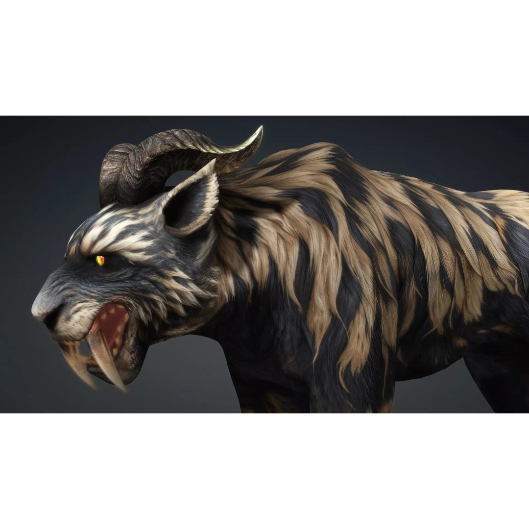 Smilodon 3D Model – Low Poly Animated Creature, FBX, Game Ready - View 15