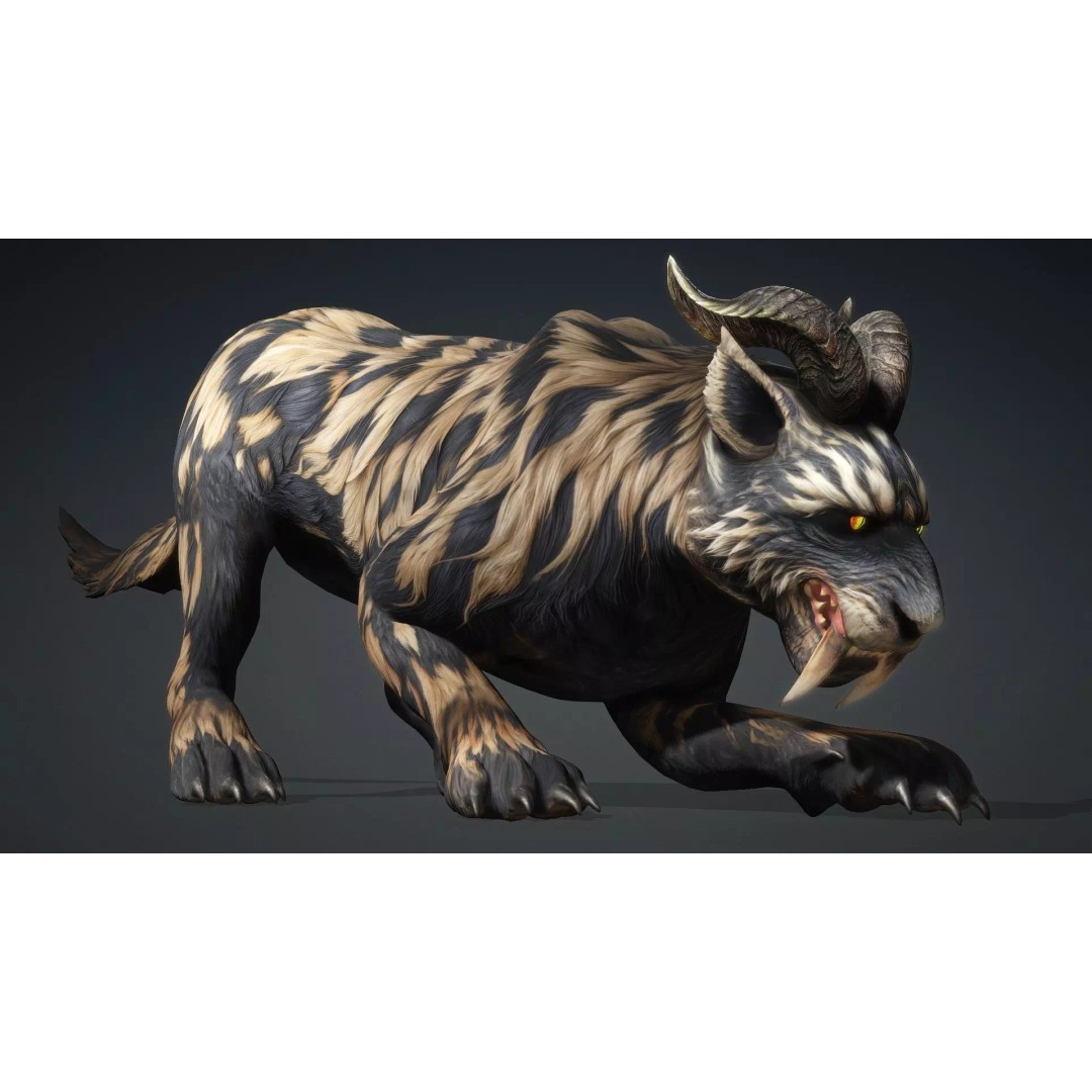 Smilodon 3D Model – Low Poly Animated Creature, FBX, Game Ready - View 21