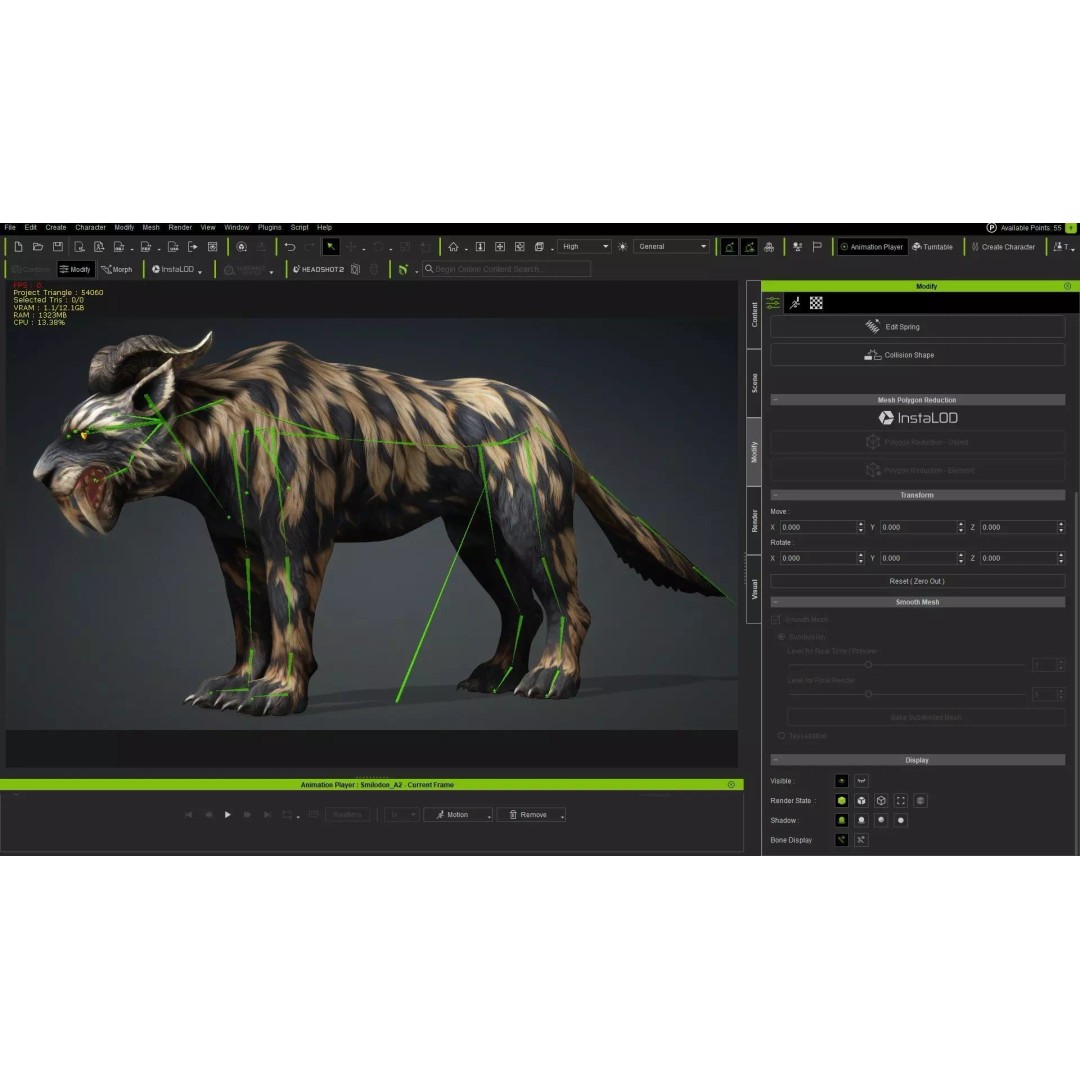 Smilodon 3D Model – Low Poly Animated Creature, FBX, Game Ready - View 22